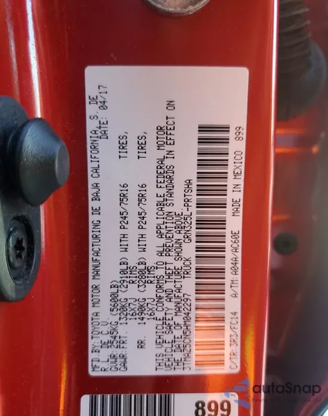 2017 Toyota Tacoma Double Cab из США, поврежденный, VIN 3TMAZ5CN5HM042297